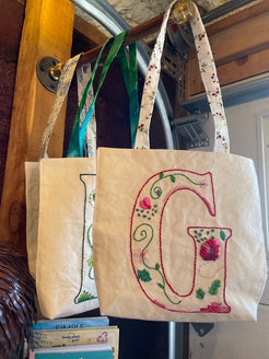 Hand Embroidered Letter Tote image 0