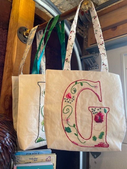Hand Embroidered Letter Tote image 0